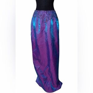 Vintage Y2K Mermaidcore Fairycore Iridescent Beaded Prom Maxi Skirt 8